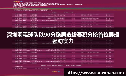 深圳羽毛球队以90分稳居选拔赛积分榜首位展现强劲实力