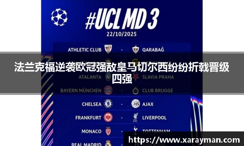 熊猫体育法兰克福逆袭欧冠强敌皇马切尔西纷纷折戟晋级四强